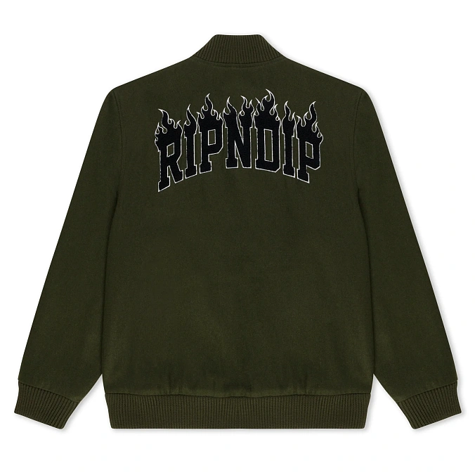Бомбер RIPNDIP Inferno Varsity Jacket Light Forest